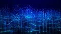 Network connection dots and lines. Data technology illustration. Abstract background with a dynamic wave. Plexus. 3d Royalty Free Stock Photo