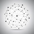 Network connection, globe connection, technology sphere, concept future world - vector
