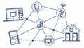 Network connection icons, digital communication, tech interface, data vector design Generative AI Royalty Free Stock Photo
