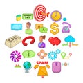 Network connection icons set, cartoon style Royalty Free Stock Photo