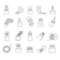 Network connection, optical fiber isolated outline icons Royalty Free Stock Photo
