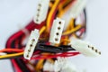 Network Connection Plugs close-up. Computer Powers Supplys Cables Connector, technology concept Royalty Free Stock Photo