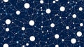 Network connection seamless pattern with white and blue dots linked by lines dark background, creating dynamic and modern