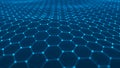 Network connection structure. Big data visualization. Futuristic hexagon background. Artificial intelligence. 3D rendering Royalty Free Stock Photo