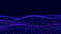 Network connection structure. Wave with the connection of points and lines. Big data. 3D rendering Royalty Free Stock Photo