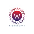 Digital Connection Technology W Letter Logo. Royalty Free Stock Photo