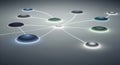 Network connections concept with glowing nodes and lines, digital illustration Royalty Free Stock Photo