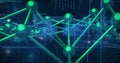 Network of connections and data processing image over binary coding background Royalty Free Stock Photo