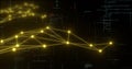 Network connections and data processing image over dark background with code Royalty Free Stock Photo