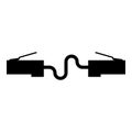 Network connector Patch cord Ethernet cable LAN wire icon black color vector illustration flat style image Royalty Free Stock Photo