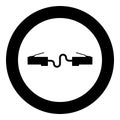 Network connector Patch cord Ethernet cable LAN wire icon in circle round black color vector illustration flat style image Royalty Free Stock Photo