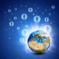 Network contacts and Earth. Hi-tech background Royalty Free Stock Photo