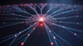 Network core radiating light as nodes connect across dark space Royalty Free Stock Photo