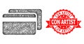 Textured Con Artist Seal and Hatched Credit Cards Icon Royalty Free Stock Photo