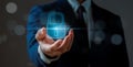 network for cyber security. notion of data protection. A businessperson secures internet technology networks using cybersecurity,