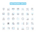 Network data linear icons set. Connectivity, Traffic, Latency, Throughput, Bandwidth, Nodes, Protocol line vector and
