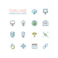 Network Data - modern vector single thin line icons set Royalty Free Stock Photo