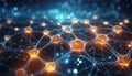 Network and data net system abstract background. Structure and connection. Generative ai Royalty Free Stock Photo