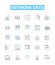 Network data vector line icons set. Networking, Data, Transfer, Protocols, Connectivity, Encryption, Sharing Royalty Free Stock Photo