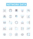 Network data vector line icons set. Networking, Data, Transfer, Protocols, Connectivity, Encryption, Sharing Royalty Free Stock Photo