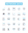Network data vector line icons set. Networking, Data, Transfer, Protocols, Connectivity, Encryption, Sharing Royalty Free Stock Photo