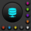 Network database dark push buttons with color icons