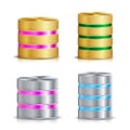 Network Database Disc Icon Vector Set. Realistic Illustration Of Computer Hard Disk. Golden Metal, Silver, Chrome. Backup Concept Royalty Free Stock Photo