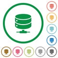 Network database flat icons with outlines Royalty Free Stock Photo