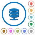 Network database icons with shadows and outlines Royalty Free Stock Photo