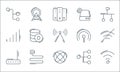 Network and database line icons. linear set. quality vector line set such as internet, internet, router, conection, phone cable,