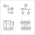 network and database line icons. linear set. quality vector line set such as servers, server, ports Royalty Free Stock Photo