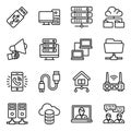 Network Devices Line Icons Pack Royalty Free Stock Photo