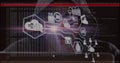 Network of digital icons over screen with data processing against male hacker using computer