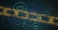 Network of digital icons over security chain icon against blue background Royalty Free Stock Photo