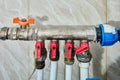 Home pumping water distribution systems, network pipes with valves. Royalty Free Stock Photo