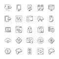 Network and Communication Doodle Icons Set