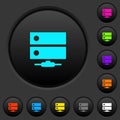 Network drive dark push buttons with color icons