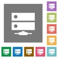 Network drive square flat icons Royalty Free Stock Photo