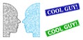 Scratched Cool Guy! Stamp Seals and Triangular Mesh Dual Faces Icon