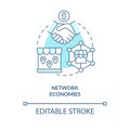 Network economies turquoise concept icon