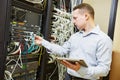 Network engineer admin at data center Royalty Free Stock Photo