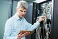 Network engineer administrator in server room