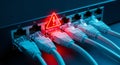 Network Error Warning on Ethernet Switch Royalty Free Stock Photo
