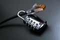 Network Ethernet Cable Secured By A Combination Lock - Internet Security Concept Royalty Free Stock Photo