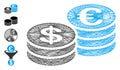Network Euro and Dollar Coins Vector Mesh