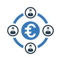 Network, Euro relations staff icon. Vector graphics