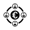 Network, Euro relations staff icon. Black color