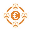 Network, Euro relations staff icon. Orange version
