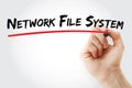 Network File System - mechanism for storing files on a network, text with marker