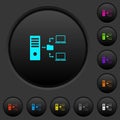 Network file system with server dark push buttons with color icons
